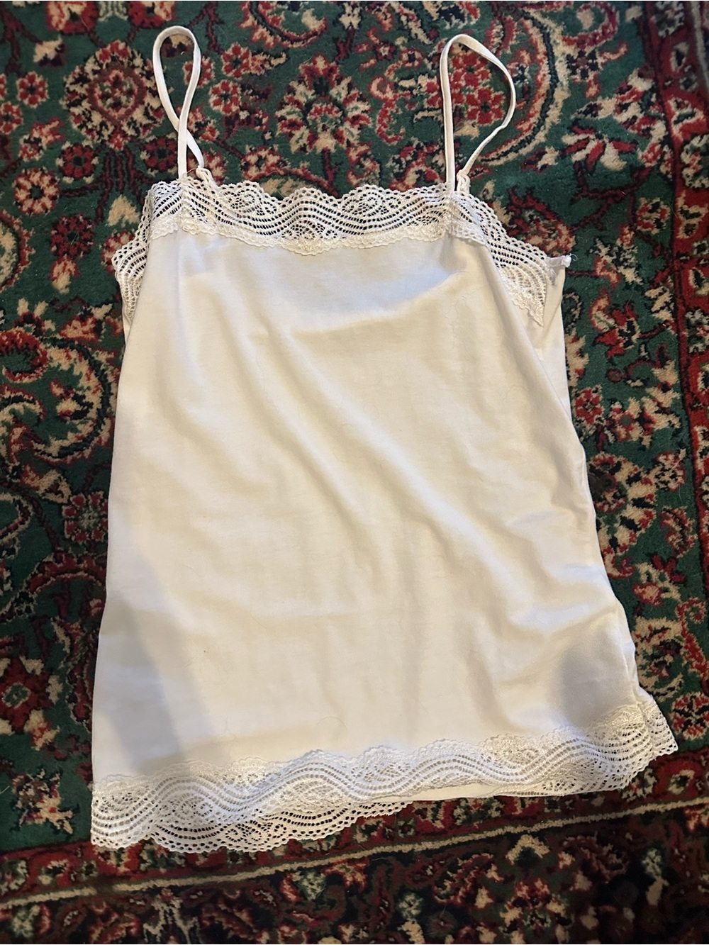 Ann Taylor Ivory Lace-Trim Silk-Blend Camisole